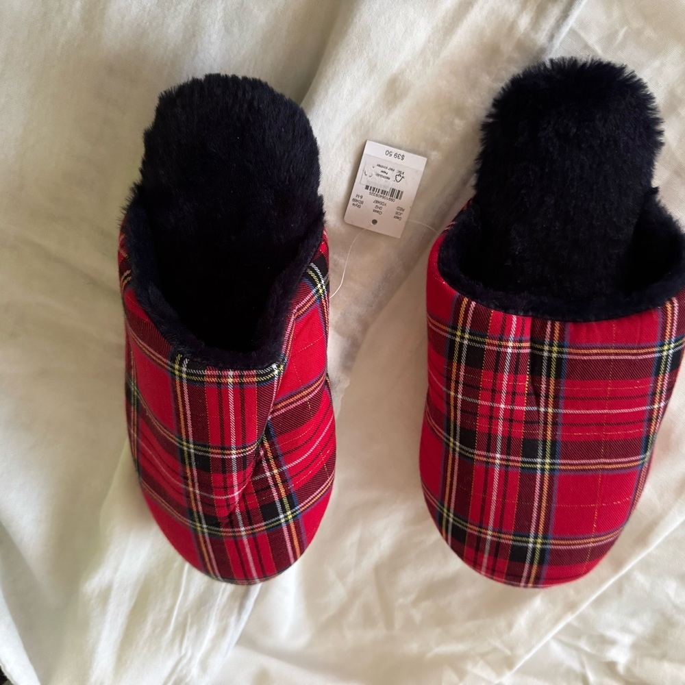 J. Crew Red Plaid Women's Slippers